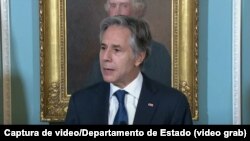 El secretario de Estado, Antony Blinken, presenta el Informe sobre Libertad Religiosa Internacional correspondiente al 2023, en el Departamento de Estado, Washington, D.C., el 26 de junio del 2024. (Captura de video/Departamento de Estado)